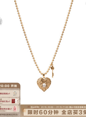 复古爱锁芯系列做旧爱心项链