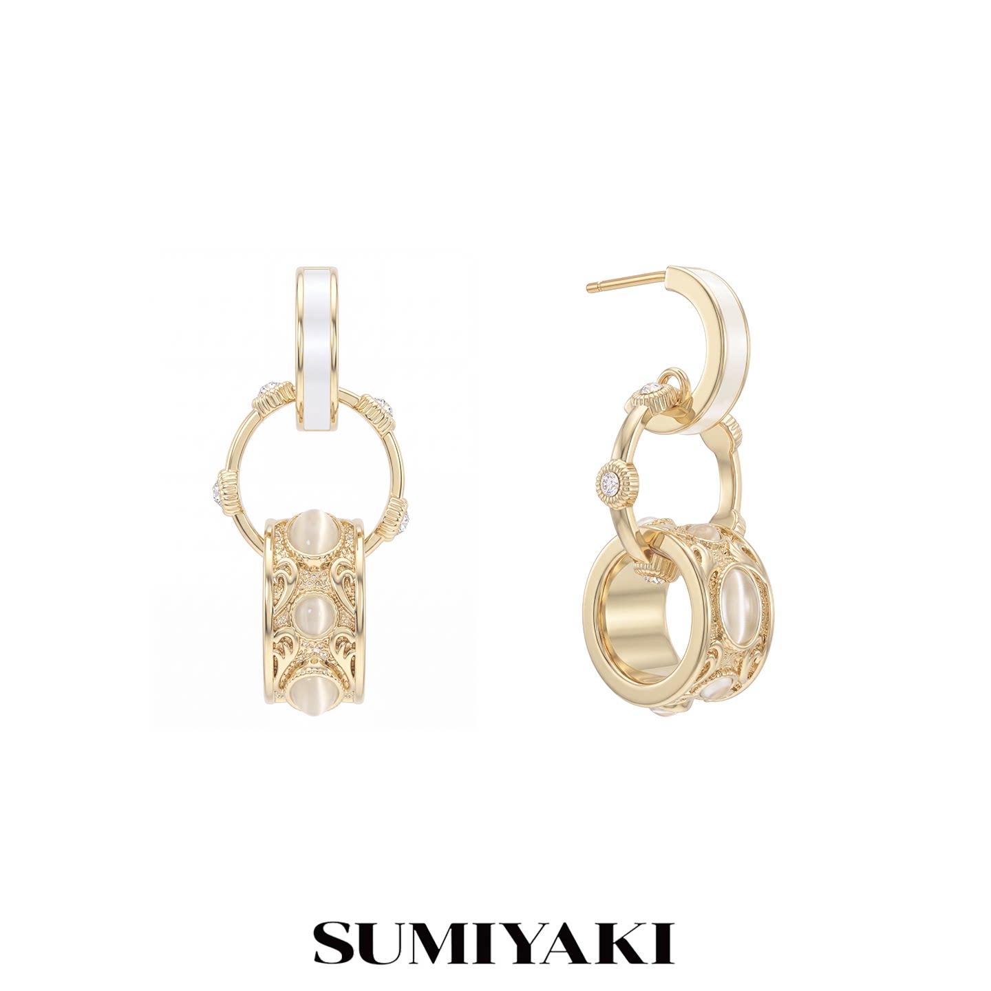SUMIYAKI 转念系列贝母叠环耳饰路路通耳环独特漂亮耳坠轻奢小众