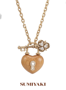 钥匙OT扣长款木头项链女