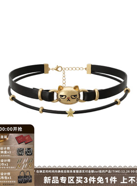 傲娇猫咪双层锁骨链圣诞礼物项链