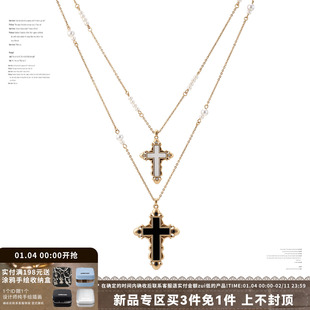 SUMIYAKI 十字架系列美式复古风双层项链小众颈链可拆两条