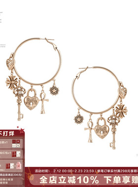 SUMIYAKI 爱锁芯系列秋冬美式复古风钥匙爱心耳环显瘦大耳圈女