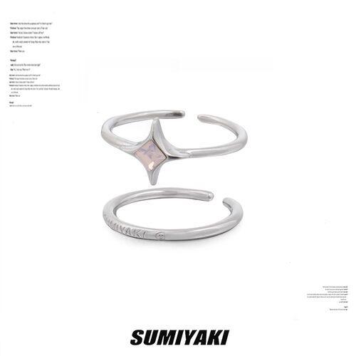 SUMIYAKI女纯银芒星戒指原创