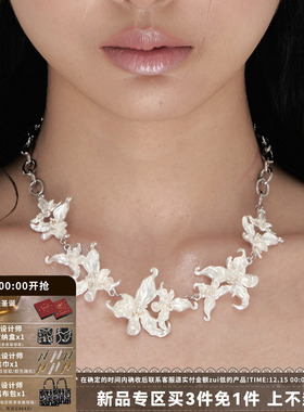 纯白鸢尾花项链小众设计配饰女