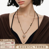 SUMIYAKI 爱锁芯系列浮雕钥匙串珠编绳项链复古毛衣链女