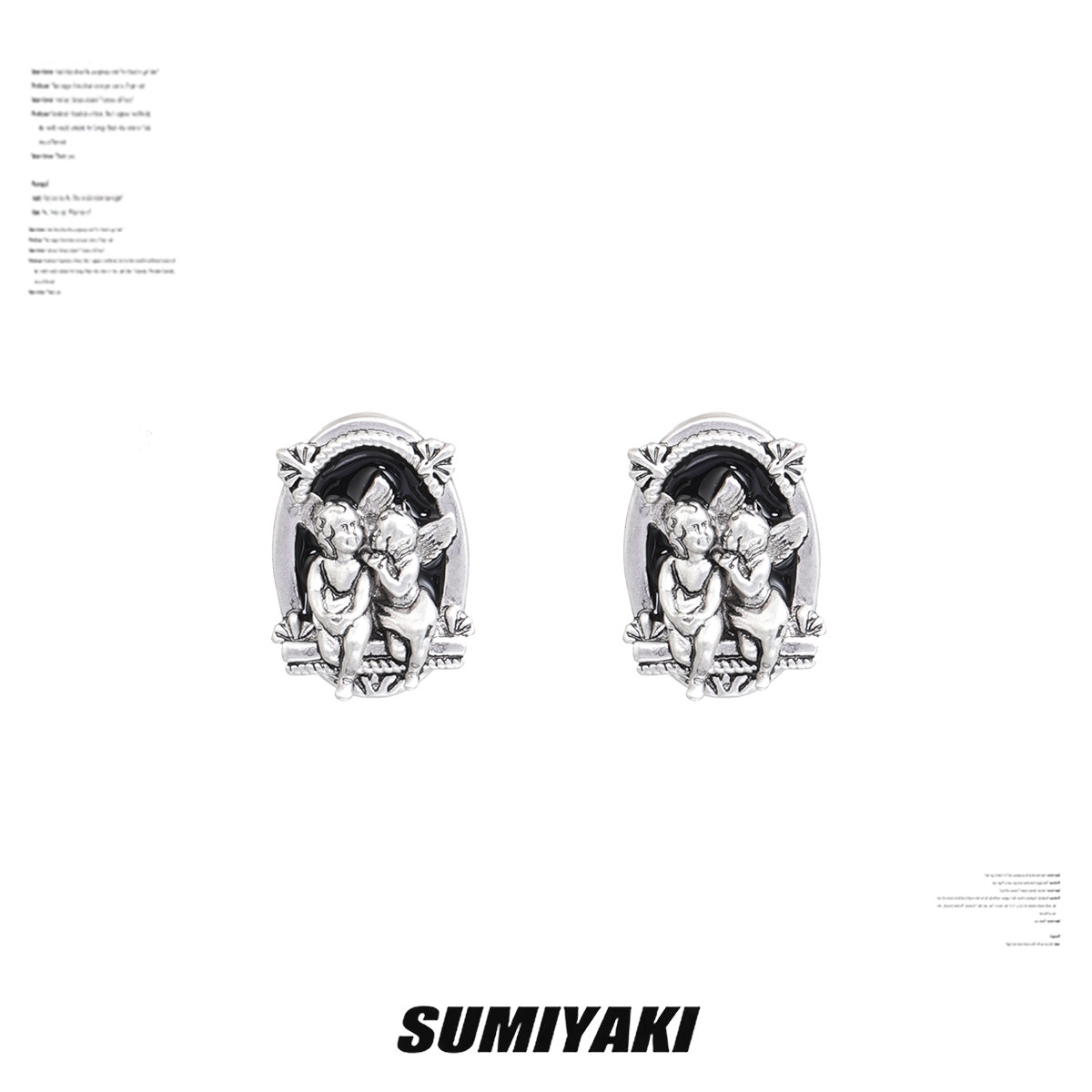 SUMIYAKI 复古做旧小众天使小耳钉百搭复古维多利亚小香风耳饰
