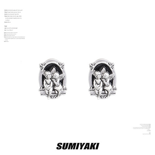 SUMIYAKI 复古做旧小众天使小耳钉百搭复古维多利亚小香风耳饰 - 封面