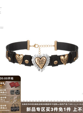 烟花爱心系列皮革锁骨链