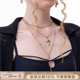 辣妹多层十字架项链Vintage锁骨链 美式 SUMIYAKI 经典