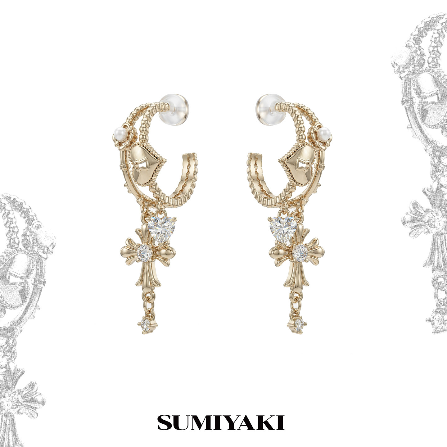 SUMIYAKI 爱锁芯系列 双层耳环高级感轻奢耳饰小众设计感耳饰女