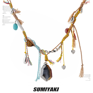 SUMIYAKI 天然幻彩石手工编绳项链波嬉风小众设计情侣闺蜜礼物