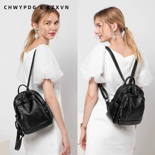 Трендовый рюкзак, сумка, из натуральной кожи, в корейском стиле