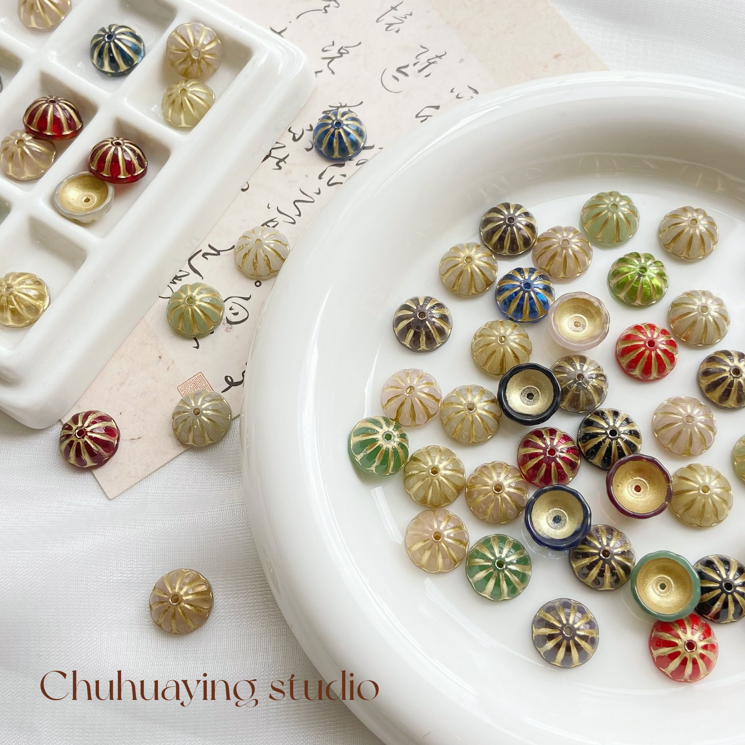 国产复古琉璃花托半南瓜形描金捷克珠串珠DIY手链饰品材料配件,饰品/流行首饰/时尚饰品新,其他DIY饰品配件,淘宝优惠券,粉丝福利购,淘宝优惠卷