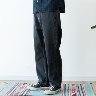 休闲老爹风宽松直筒牛仔裤 日系复古美式 男青年潮牌 春秋 友町