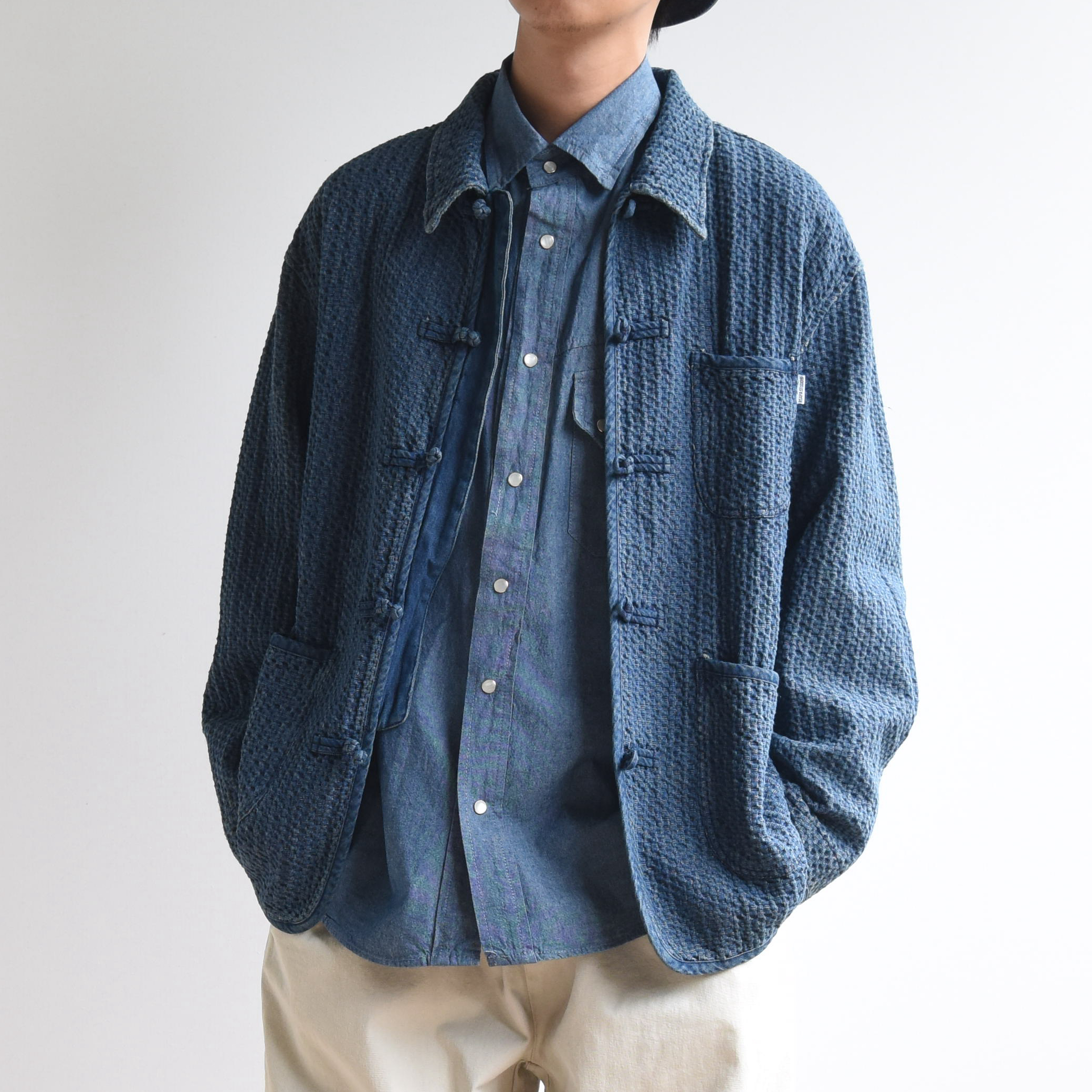 复古中国风盘扣翻领工装外套