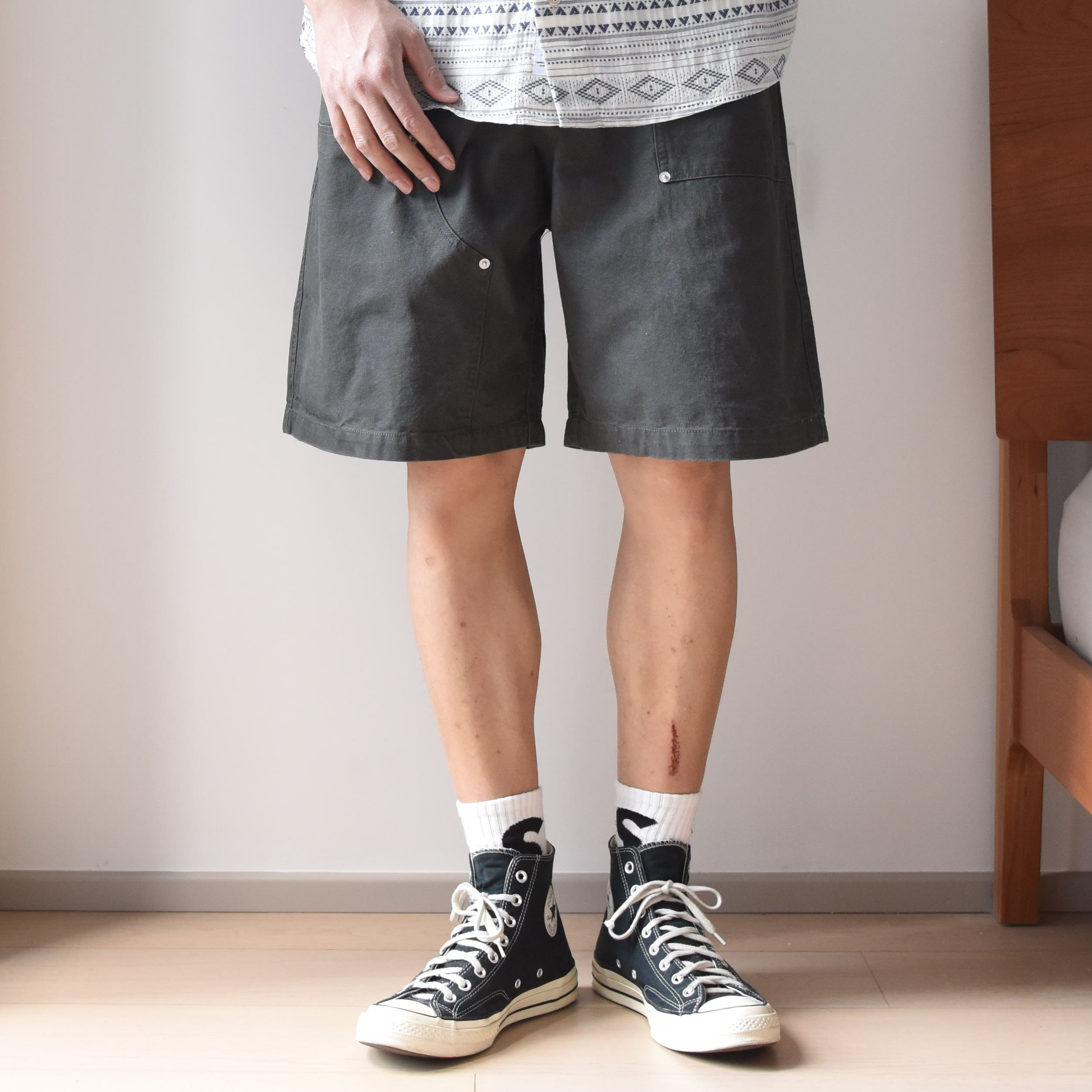 纯棉宽松百搭纯色工装短裤男