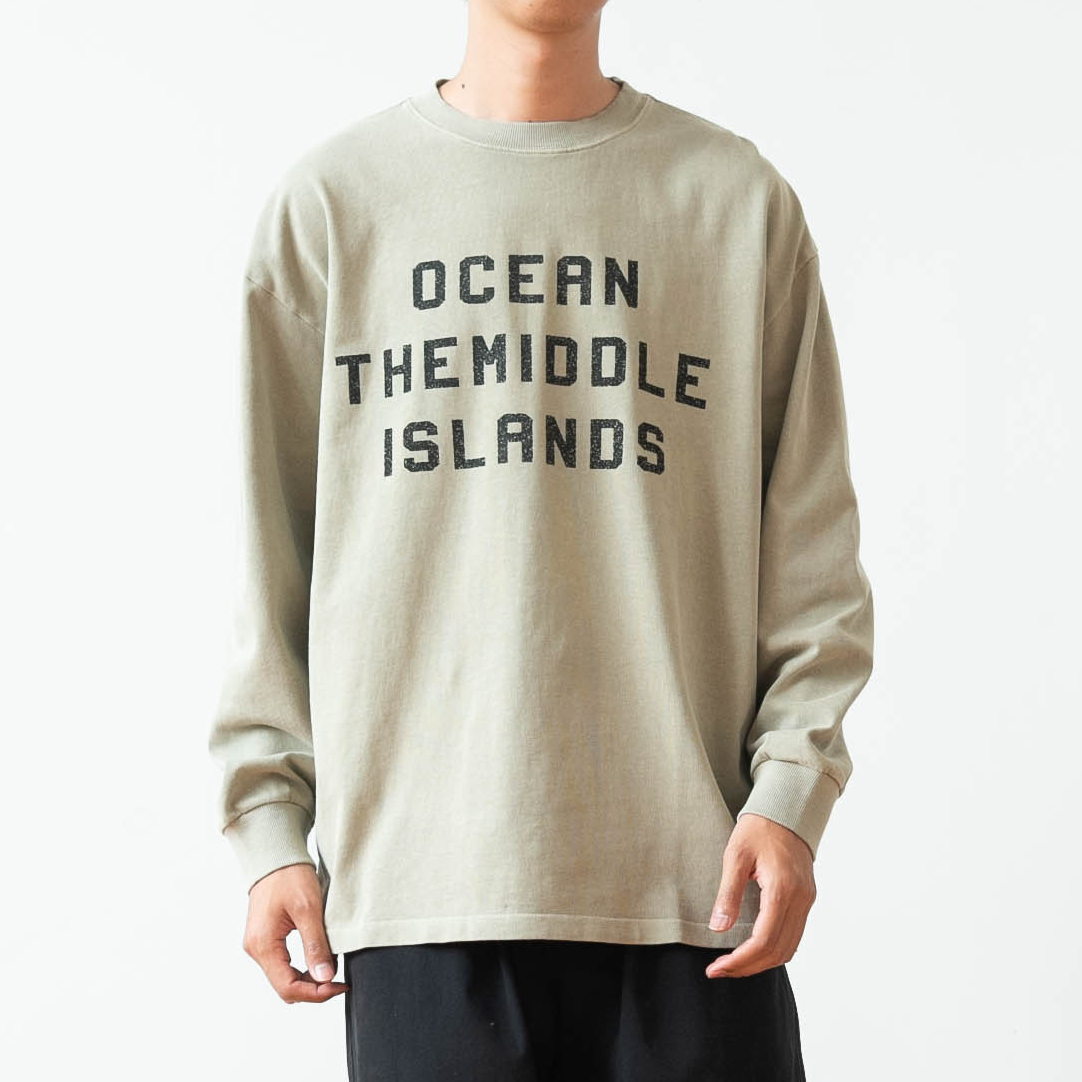 做旧复古印花宽松圆领长袖T恤