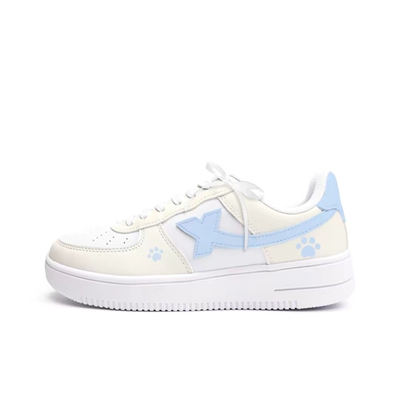 【定制球鞋】特步 空军一号 可爱 少女 清新 海盐猫爪 低帮 板鞋