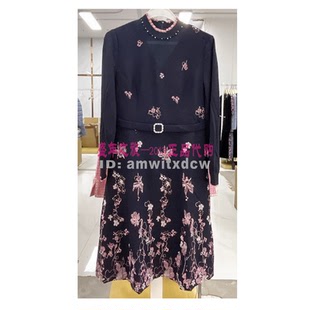 Koradior珂莱蒂尔专柜正品连衣裙秋冬羊毛中长裙KF07896Q7原5287