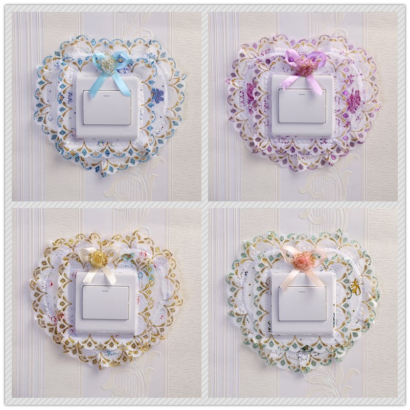 开关贴墙贴蕾丝布艺保护套家用双开三开开关套子圣诞简约插座装饰