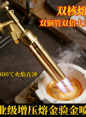 工业级喷火枪双铜管高温烧黄金熔金喷枪工具金银熔炼验金枪火喷枪