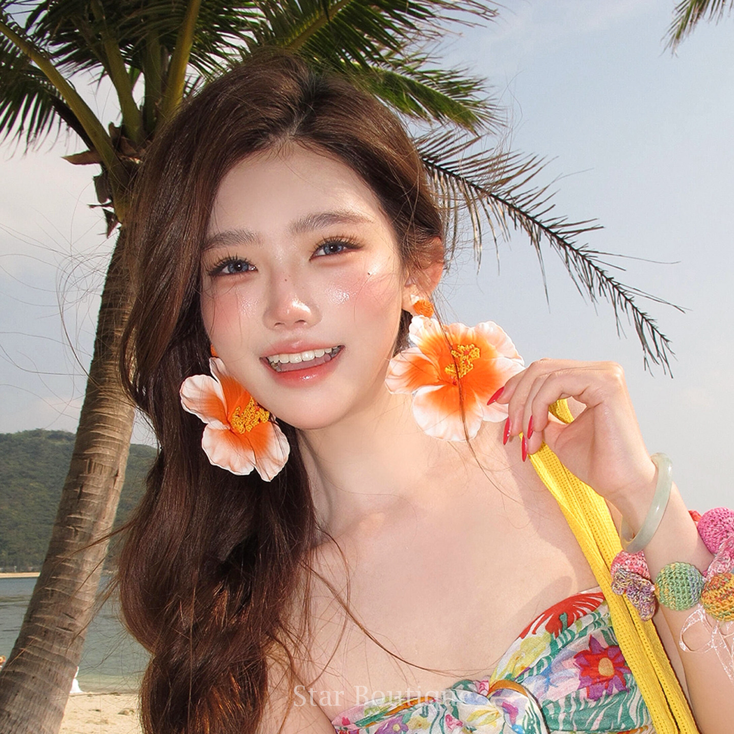 海边度假风橘色花朵耳环女个性夸张显脸小耳钉耳饰氛围感夏天配饰,饰品/流行首饰/时尚饰品新,耳环,淘宝优惠券,粉丝福利购,淘宝优惠卷