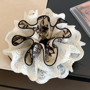 重工花朵蕾丝四层大肠发圈女气质高级感超大丸子头扎头发头绳头饰