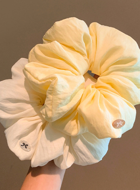 奶油泡芙黄色大肠发圈女高级感超大扎头发头绳韩系慵懒风绝美头饰