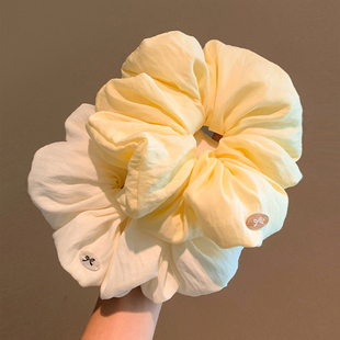 奶油泡芙黄色大肠发圈女高级感超大扎头发头绳韩系慵懒风绝美头饰