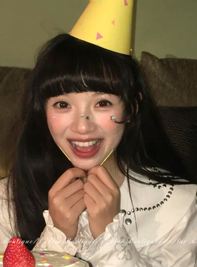 韩系可爱柠檬黄色生日帽头饰女派对氛围感拍照出片道具ins风装饰