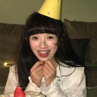 韩系可爱柠檬黄色生日帽头饰女派对氛围感拍照出片道具ins风装饰