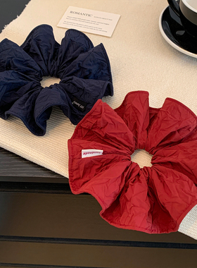 韩系复古红色大肠发圈女高级感超大号丸子头低马尾头绳慵懒风头饰