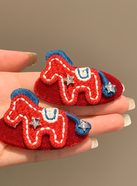 韩系红色丝绒小马发夹女前额侧边碎发bb夹刘海夹子发夹慵懒风头饰