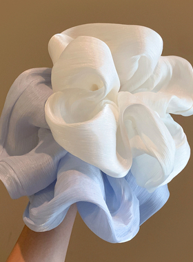 法式高级感超大白色大肠发圈女丸子头低马尾扎头发头绳慵懒风头饰