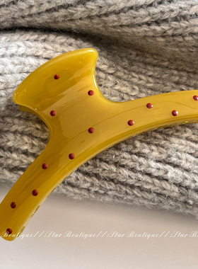 韩系ins风黄色波点醋酸抓夹女后脑勺加大号盘发鲨鱼夹子头饰发卡