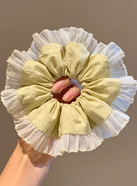 小众黄色布艺花边大肠发圈女高级感慵懒风气质发绳扎头发头饰新款