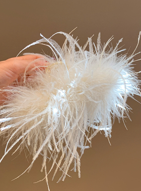 法式超仙白色鸵鸟毛抓夹女高级感发量多大号鲨鱼夹子气质绝美头饰