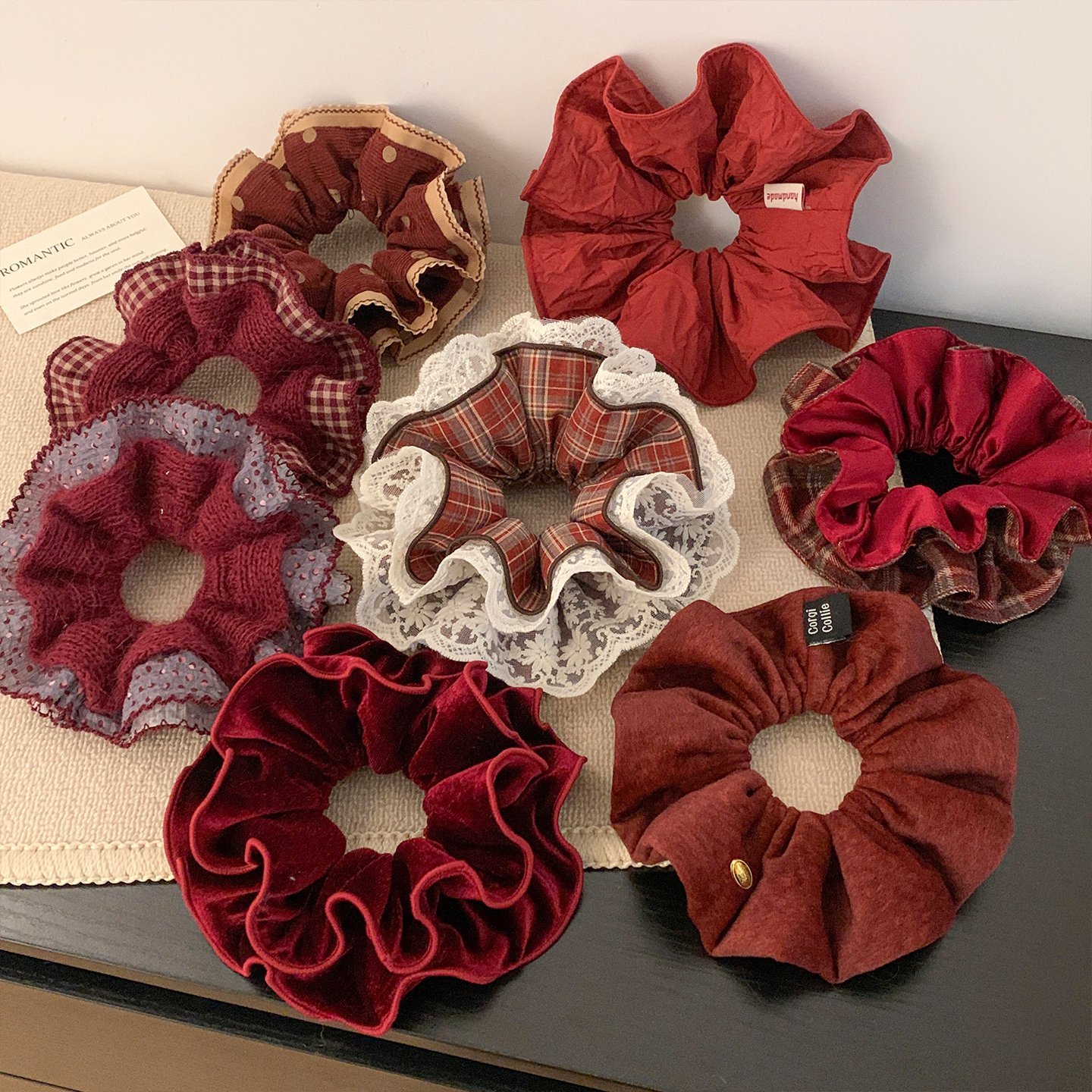 新年圣诞红色系！蕾丝大肠发圈！