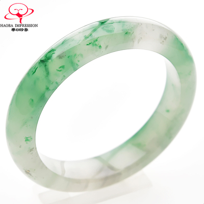 翡王妃F12-126天然非洲翠手镯圈口53.1mm冰种绿飘花玉镯