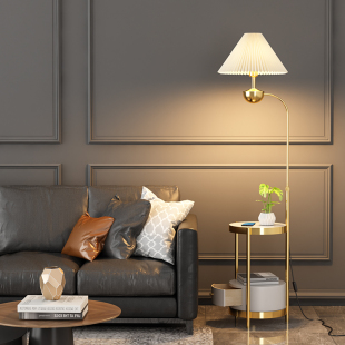 轻奢落地灯客厅沙发旁边几美式高级设计感茶几卧室床头柜台灯一体