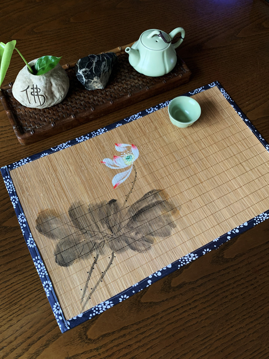 手绘禅意茶席竹席桌旗竹编茶垫竹制竹帘茶帘功夫茶具茶道配件促销,居家布艺,茶席,淘宝优惠券,粉丝福利购,淘宝优惠卷