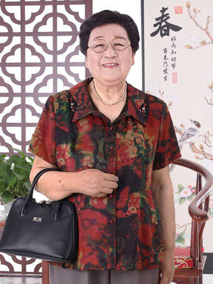 神采夫人妈妈奶奶真丝香云纱衬衫