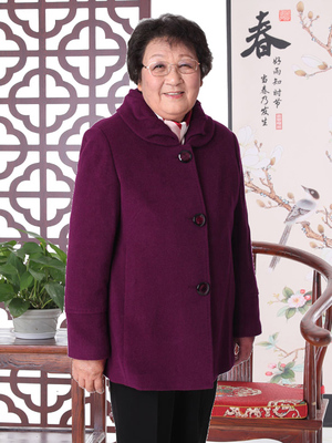 羊毛外套神釆夫人大衣老年人高贵