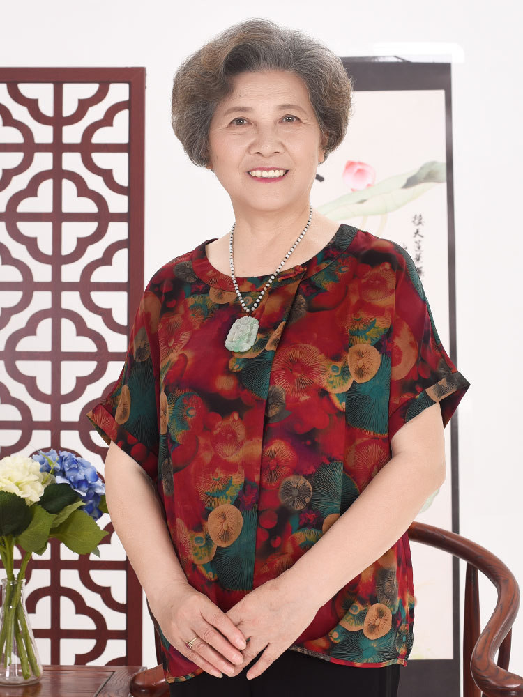 神采夫人女装香云纱短袖T恤衬衫