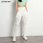 新款 宽松小脚高腰骑马裤 白色哈伦裤 薄款 女休闲长裤 蓝萨2025春夏季