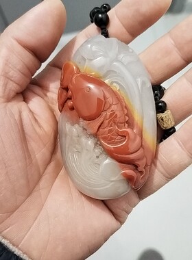 情怀老物连年有余吉祥如意手把件新疆戈壁玉单品