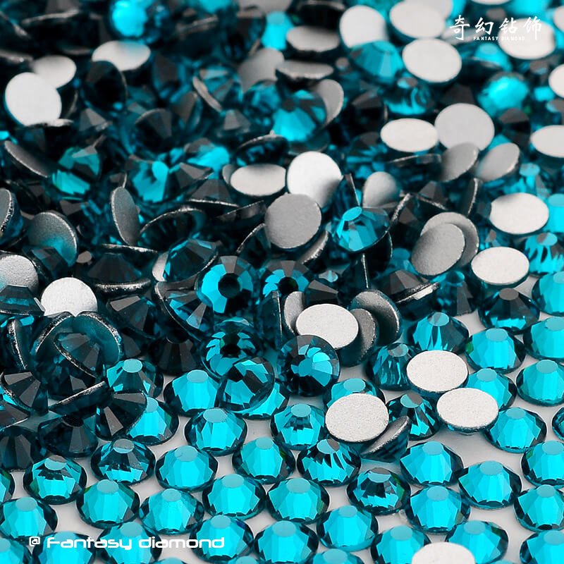 奇幻高品质奥钻孔蓝blue zircon水晶平底烫钻美甲亮配饰DIY材料