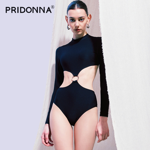 PRIDONNA2026钻石系列长袖连体泳衣女圆环镂空性感时尚高级感提花