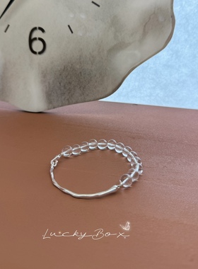 「半夏」天然白水晶925银半镯式手串小众设计高级感极简百搭ins风