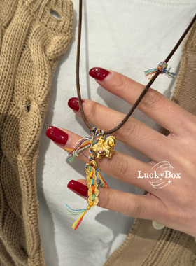 「马上来财」小马五帝钱流苏编绳925银长款毛衣链新中式新年礼物